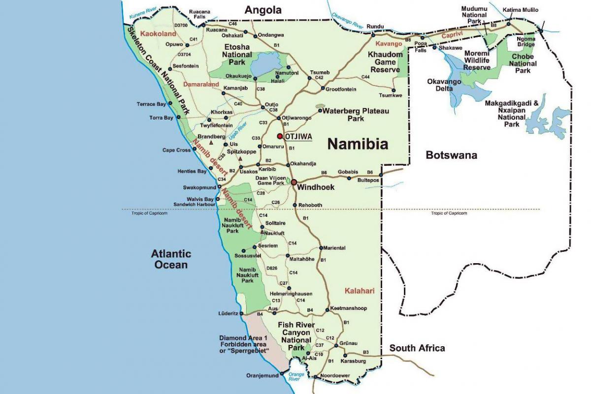 kartta Namibia